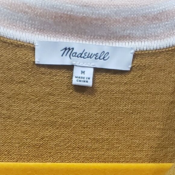 Madewell Color block Polo Sweater color-Golden Sunset Sz Medium HHH - Picture 6 of 6